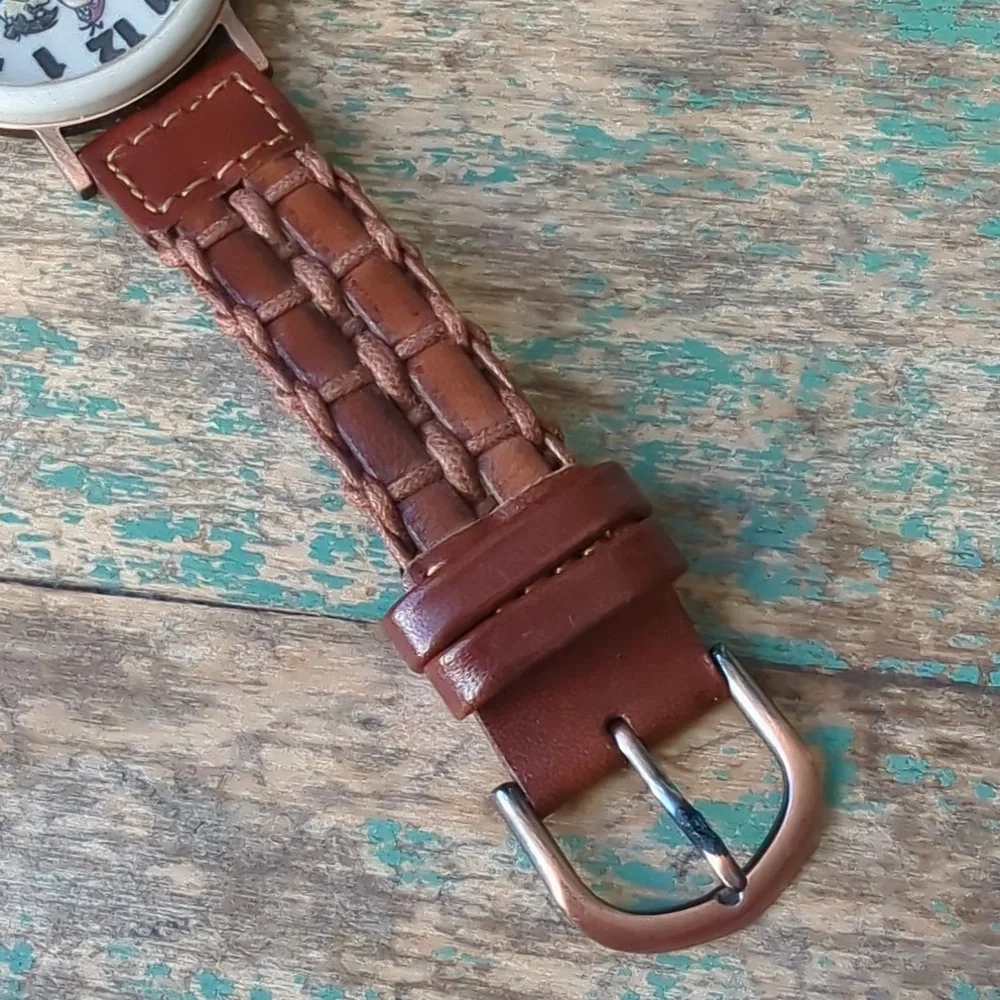 FOSSIL I VTG Limited Edition Collectible 1993 Flintstones Watch w/ Leather Band